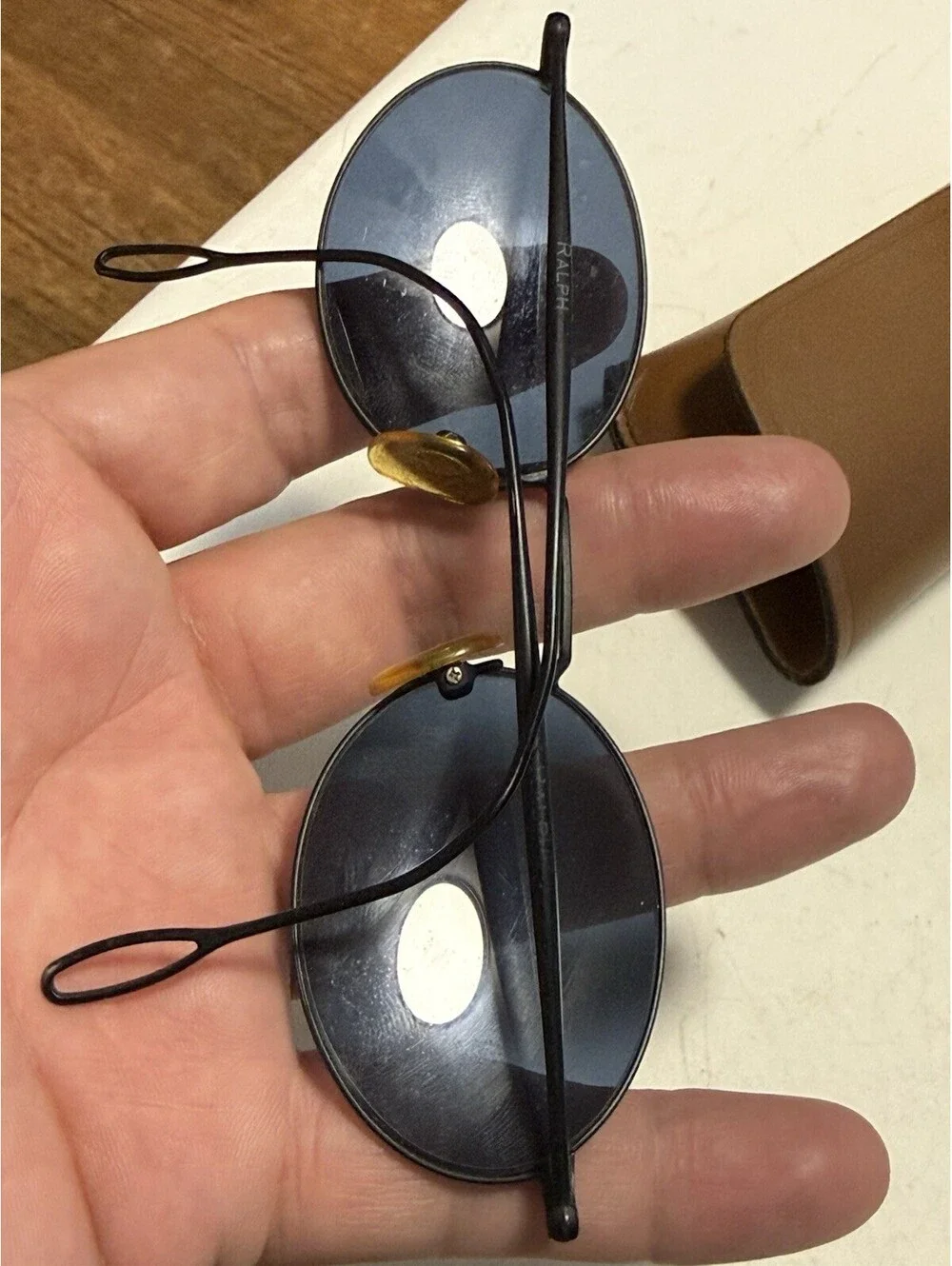 Polo Ralph Lauren Vintage Sunglasses Black Metal  Blue Lens